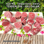 Beef Tenderloin frozen New Zealand NZ AAFCO wellington 1/3 cuts price/pc 800gr (eye fillet mignon daging sapi has dalam)
